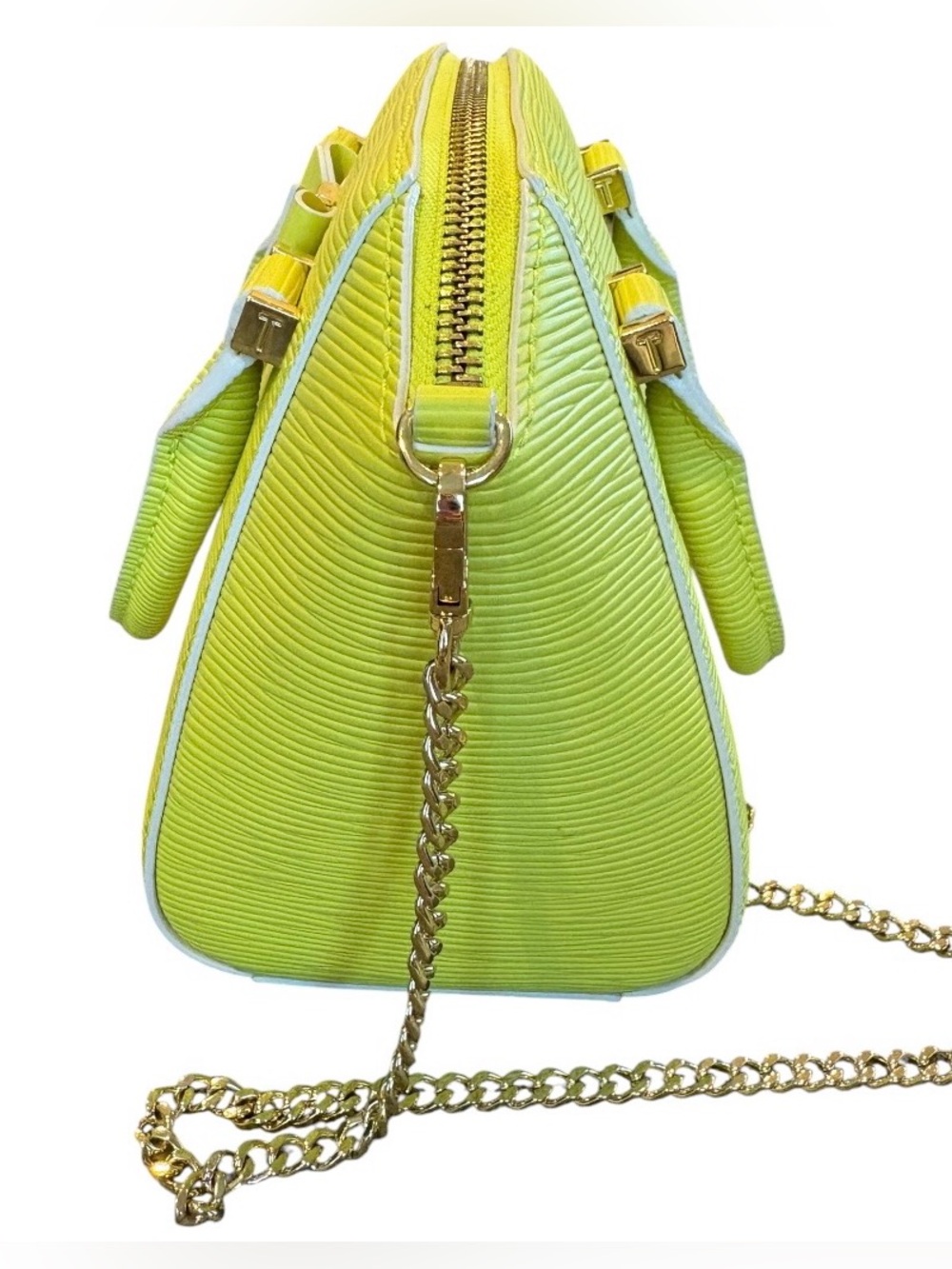 Ted Baker Bow Micro Leather Tote Bag Lime Green Crossbody Satchel - Picture 4 of 13
